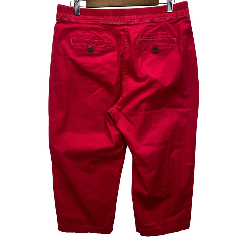 Kim Rogers Women Red Capri Pants Size 12 Cotton Spandex Blend‎ Pockets